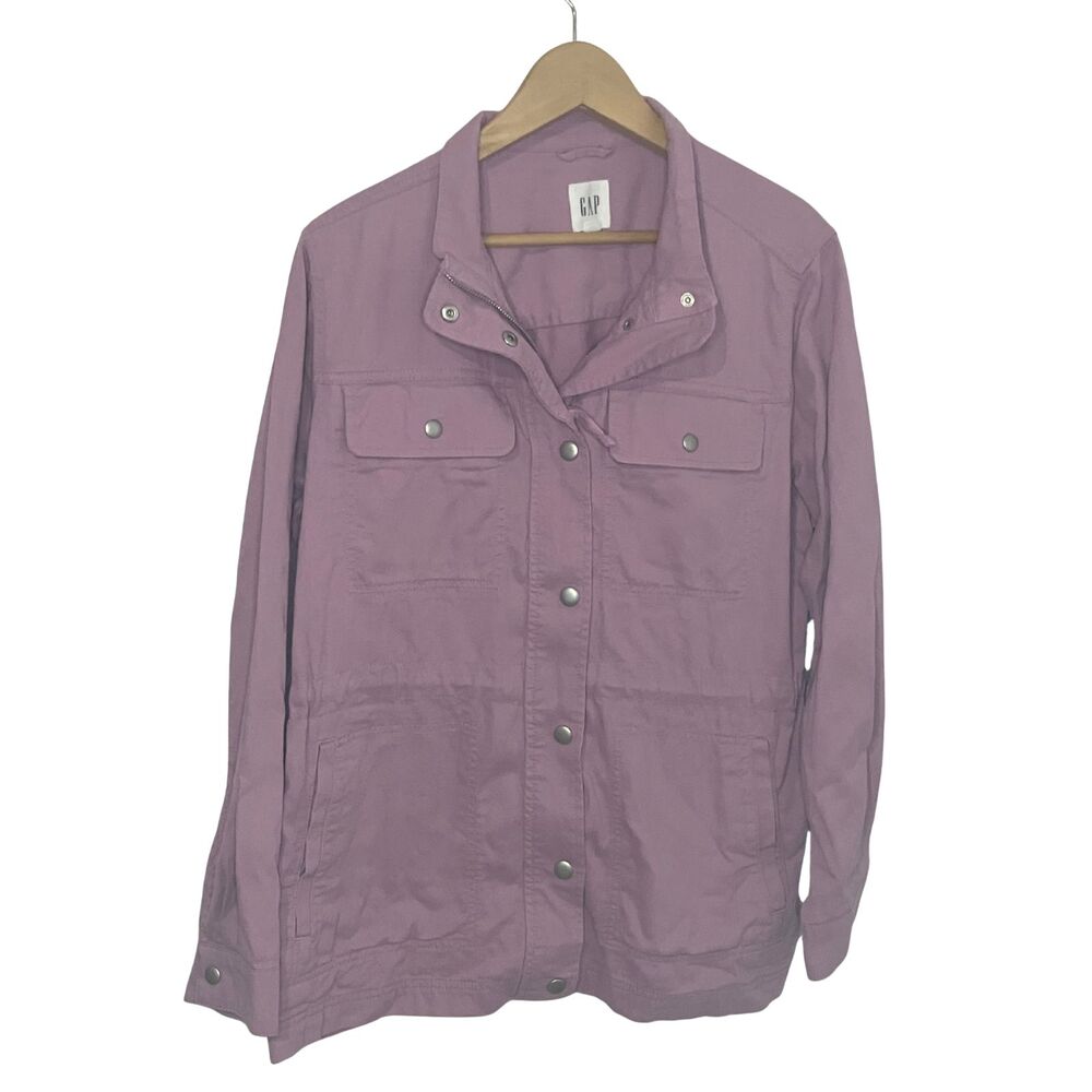 GAP Lilac Utility Jacket - Button Front Shirt Jacket with Pockets - Picture 2 of 10